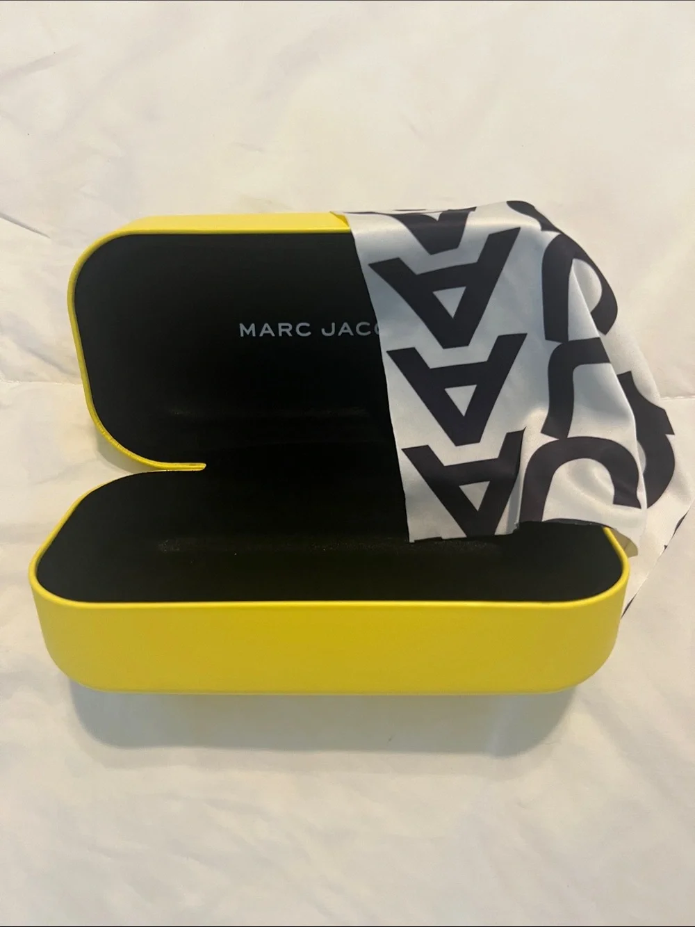 Marc Jacobs Yellow and Black Eyewear/Accessory Case with Branded Cloth